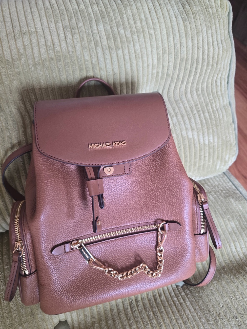 Michael Kors Jet Set Medium Pebbled Leather Backpack - Luggage Brown